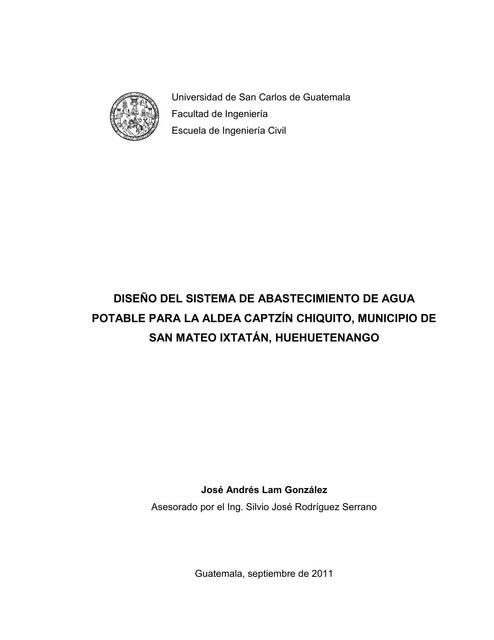 Diseño del Sistema de Abastecimiento de Agua Potable