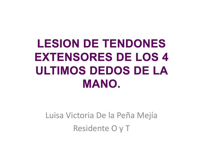 Lesión de Tendones Extensores 