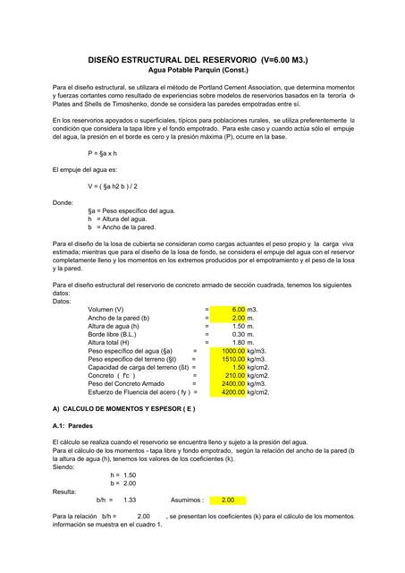 Diseño Estructural del Reservorio 