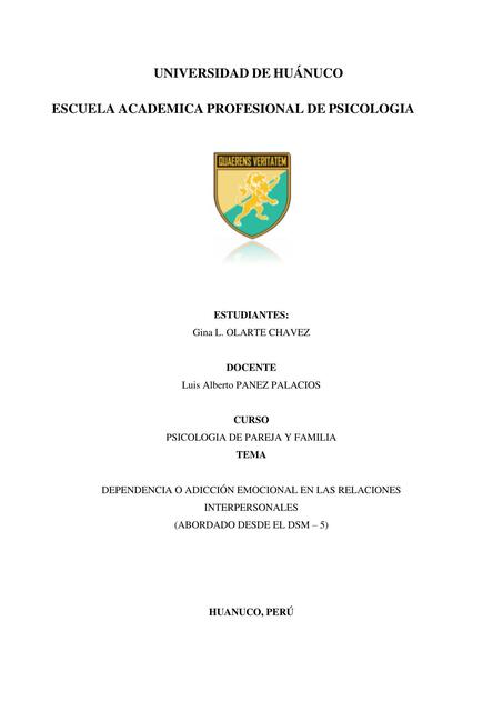 Dependencia o Adicción Emocional en las Relaciones Interpersonales 