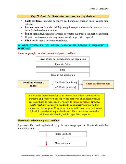 Gasto Cardíaco, Retorno Venoso y su Regulación 