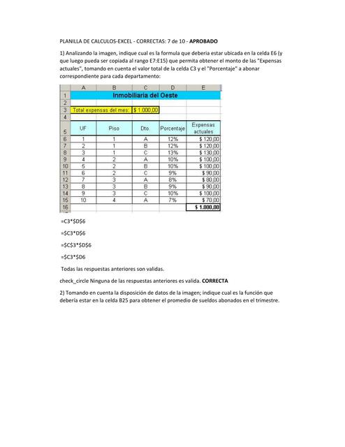 Planilla de Cálculos Excel 