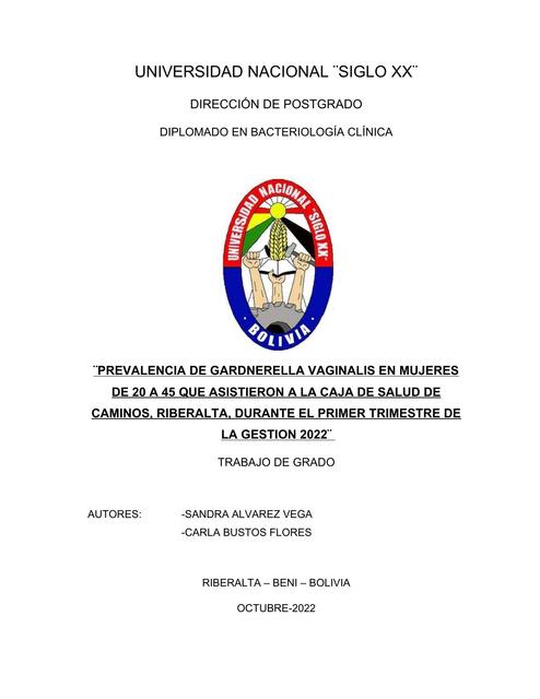 Prevalencia de Gardnerella Vaginalis en Mujeres 