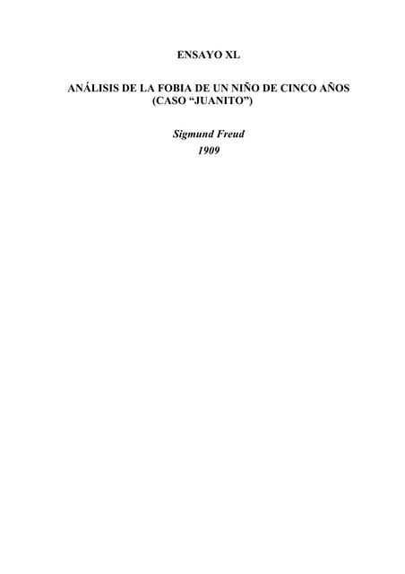 Análisis de la Fobia de un Niño de Cinco Años 
