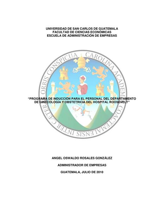 Programa de Inducción para el Personal del Departamento de Ginecología y Obstetricia