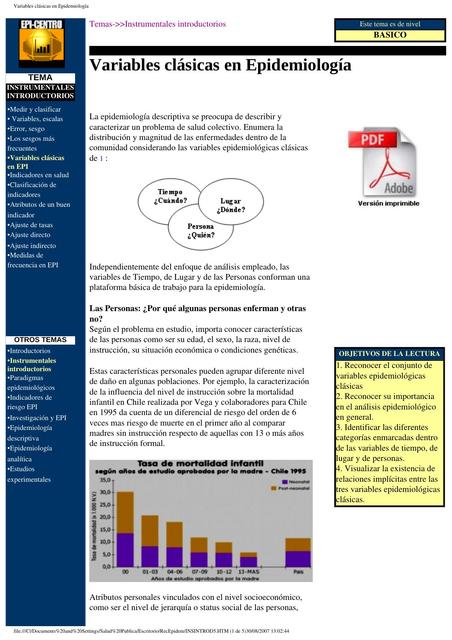 Variables Clásicas en Epidemiología 