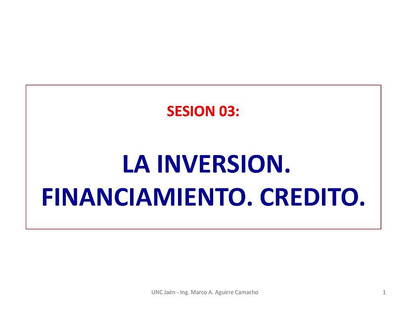 Sesión 03 La inversión