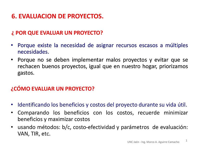 Sesión 06 Evaluación de proyectos