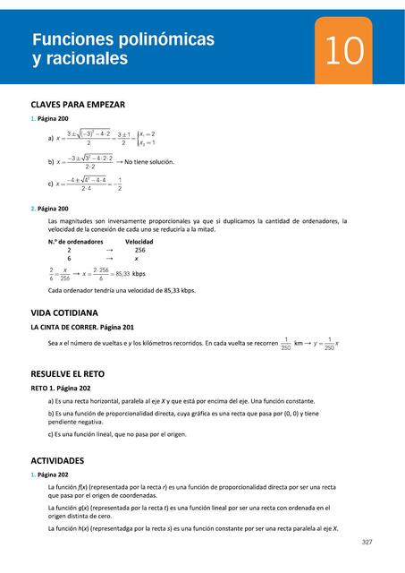 Funciones polinómicas y racionales 