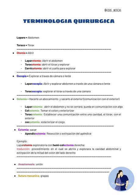 Terminología quirúrgica 