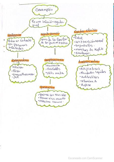  mapa conceptual de Sarampión