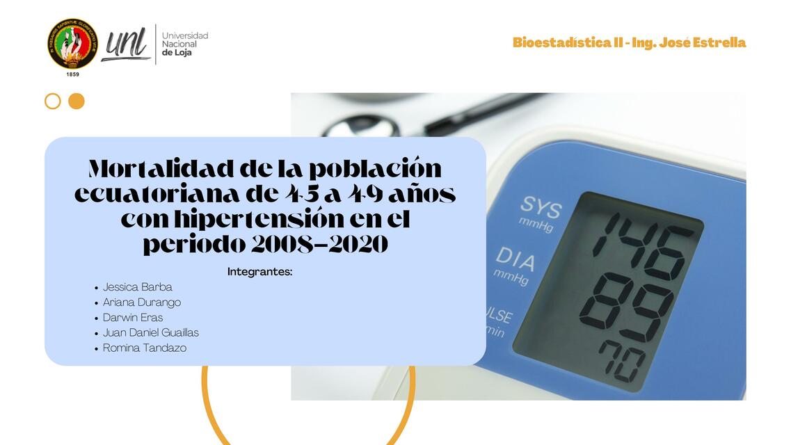 Proyecto: Mortalidad de la Población Ecuatoriana entre 45 a 49 años con Hipertensión