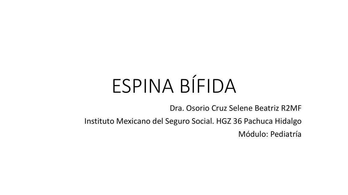 Espina Bífida | SELENE OSORIO | uDocz