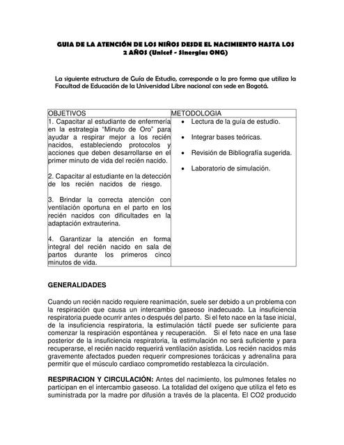 Guía de la Atención de los Niños desde el Nacimiento hasta los 3 Años 