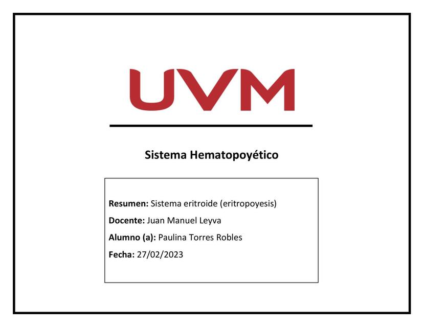 Sistema Hematopoyético 