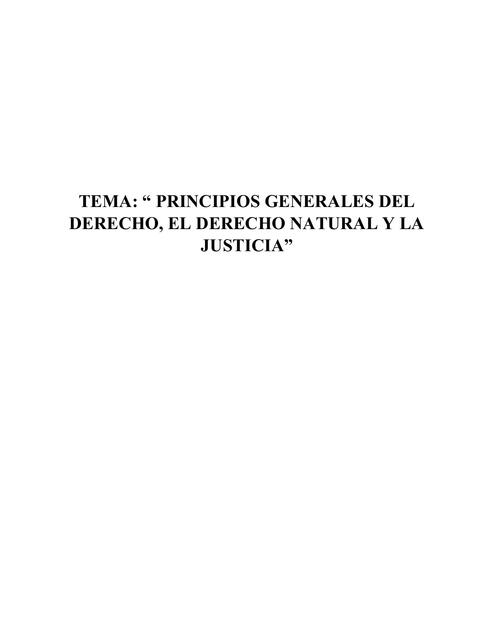 Principios Generales del Derecho, el Derecho Natural y la Justicia 