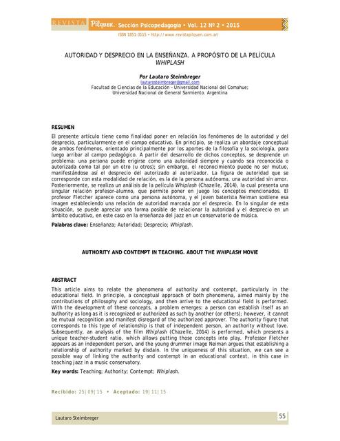 Autoridad y desprecio en la enseñanza. A propósito de la película Whiplash