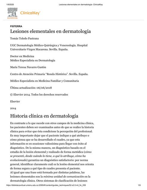 Lesiones Elementales en Dermatología 