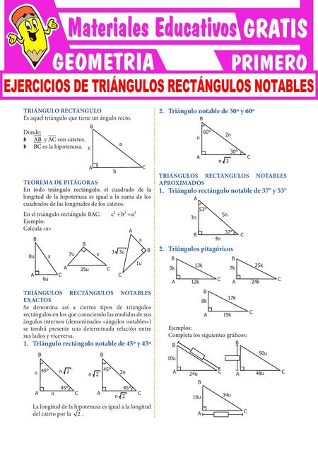 Ejercicios de Triángulos Rectángulos notables