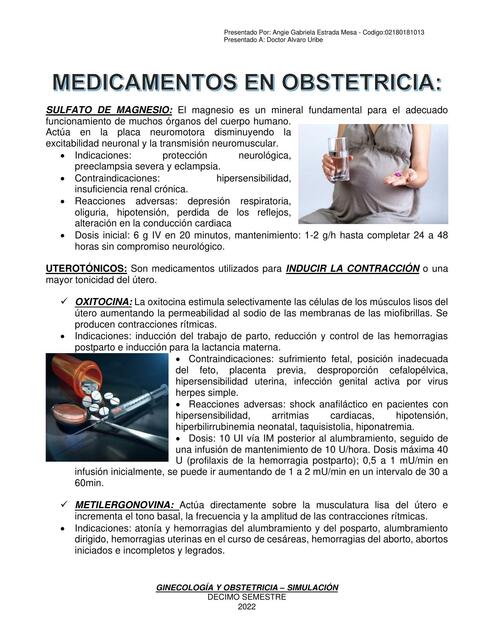 Medicamentos en Obstetricia