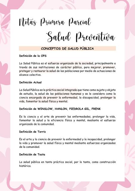 Notas Primera Parcial Salud Preventiva 