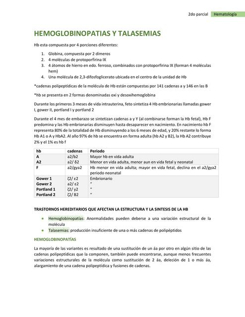 Hemoglobinopatías y Talasemias