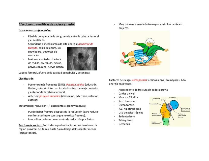 Afecciones Traumáticas de Cadera y Muslo