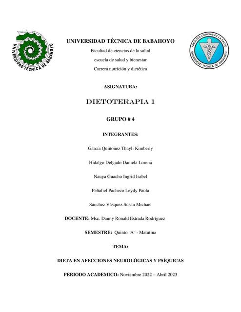 Dieta en Afecciones Neurológicas y Psiquícas