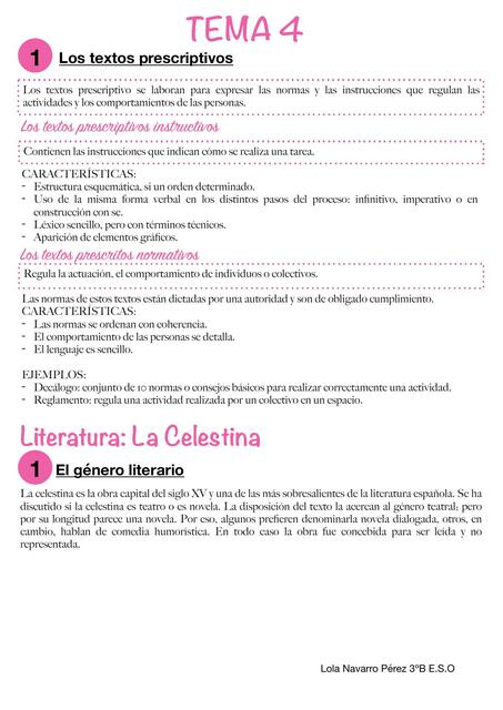 Los Textos Prescriptivos + La Celestina (Teoría)