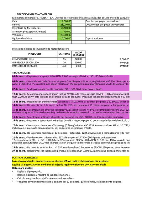 Datos Empresa Comercial