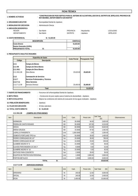 Construcción Pozo Séptico