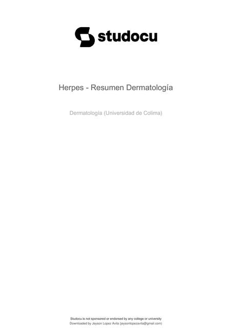 Herpes- Resumen Dermatología