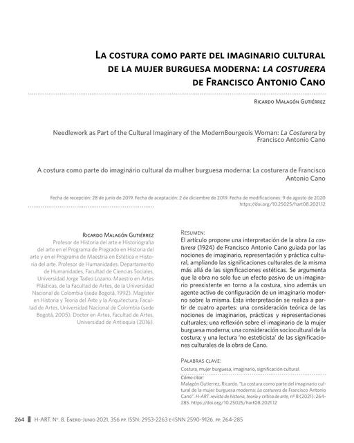 La costura como parte del imaginario cultural de la mujer burguesa moderna