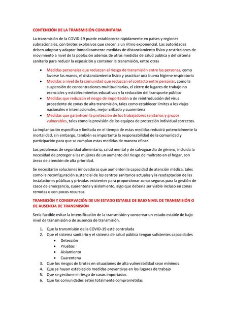 Contención de la transmisión comunitaria