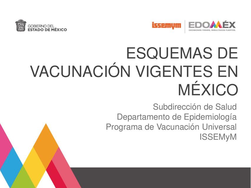 Esquemas de Vacunación Vigentes en México 