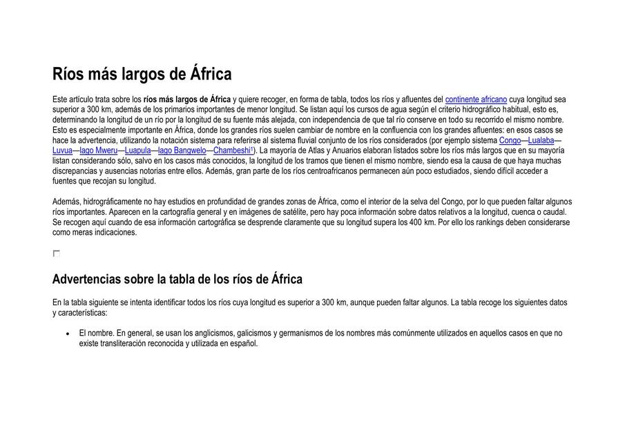 Ríos más largos de África