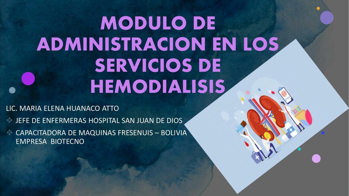 Modulo  De  Administración  En  Los  Servicios  De Hemodiálisis 