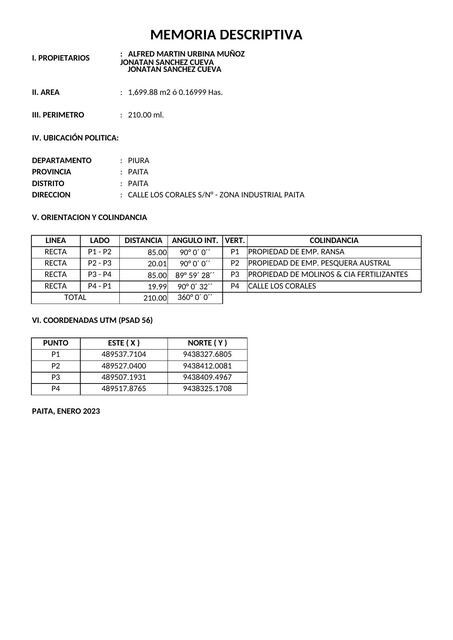 Memoria descriptiva