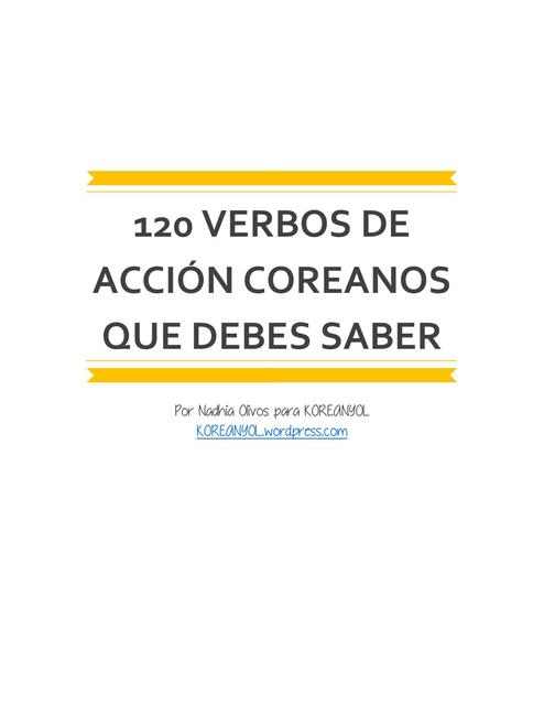 120 verbos de accion coreanos que debemos saber