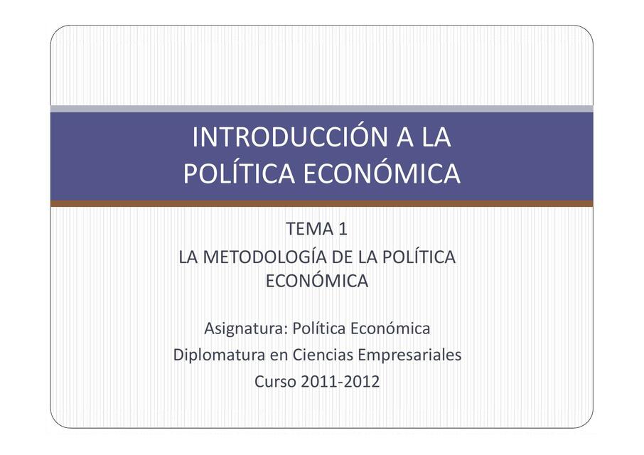 Introducción a la política económica