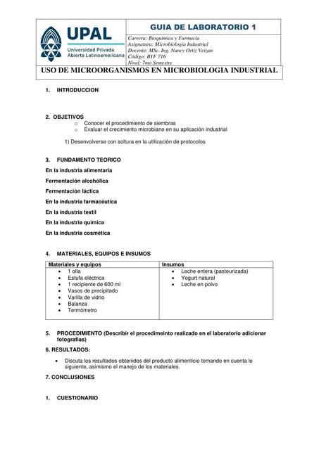 Uso de microorganismos en microbiología industrial 