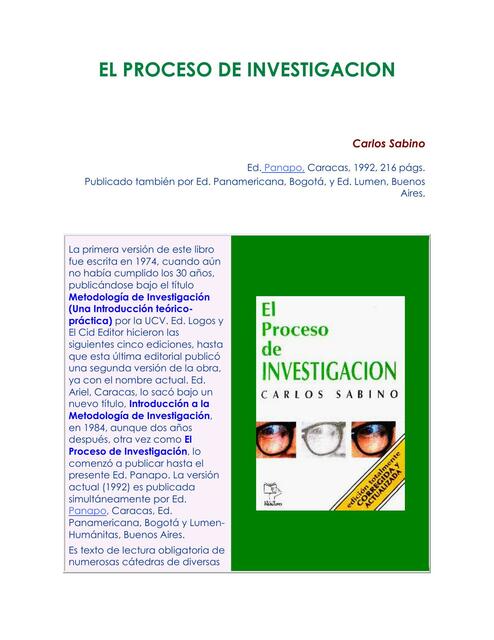 El Proceso de Investigación