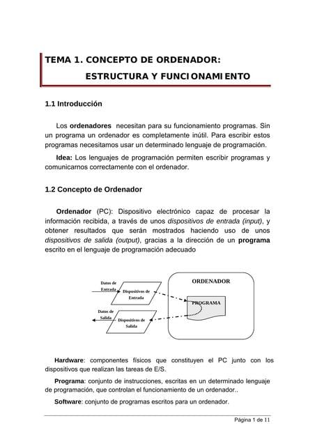 Concepto De Ordenador Estructura Y Funcionamiento