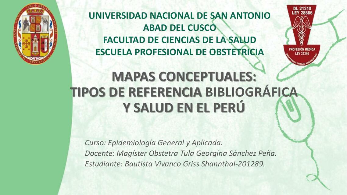 Mapas Conceptuales: Tipos de Referencias Bibliográfica y Salud en el Perú 