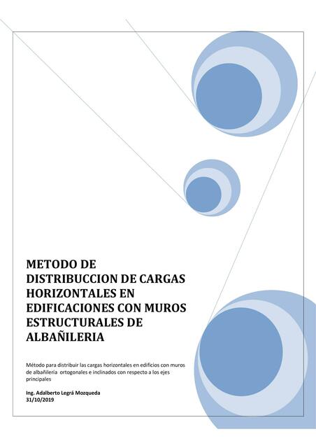 Método de Distribución de Cargas Horizontales en Edificaciones con Muros Estructurales de Albañilería 