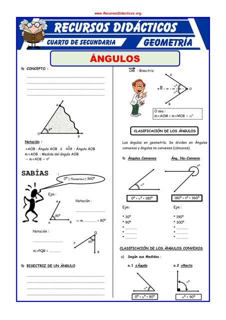 Problemas de Ángulos para Cuarto de Secundaria