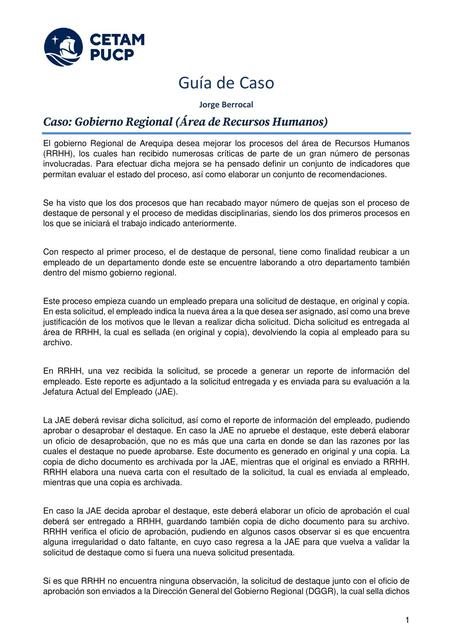 Caso: Gobierno Regional (Área de Recursos Humanos)