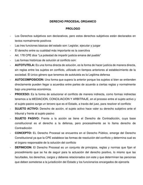 Derecho  Procesal  Orgánico  Resumen  1 AL 6