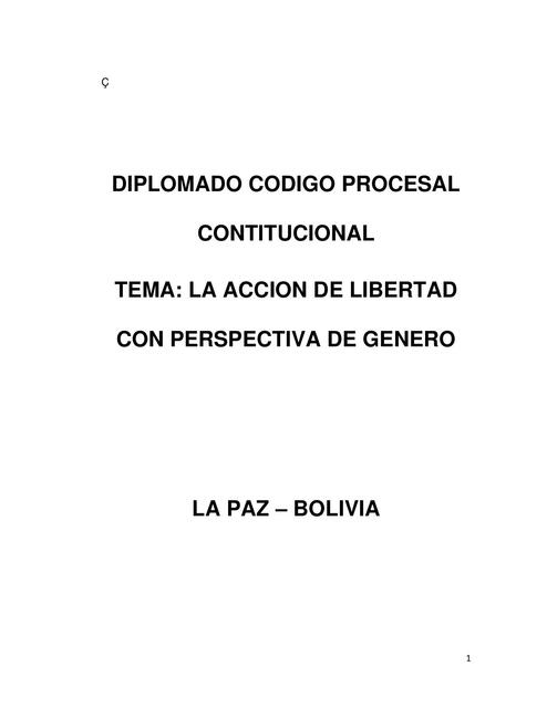 Monografía  Acción  De Libertad  Con Perspectiva  De Genero 