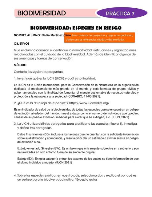 Biodiversidad, Especies en Riesgo 